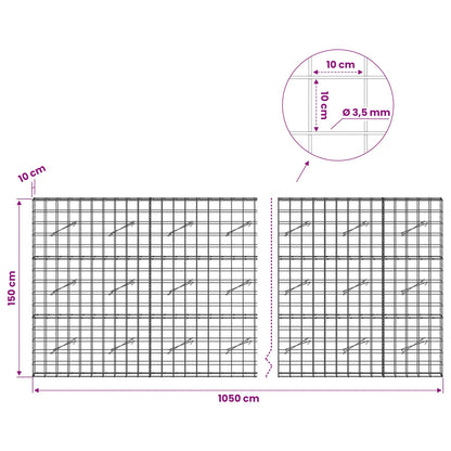 Gabion with 3.5 mm Wire and 10x10 cm Mesh 1050x10x150 cm