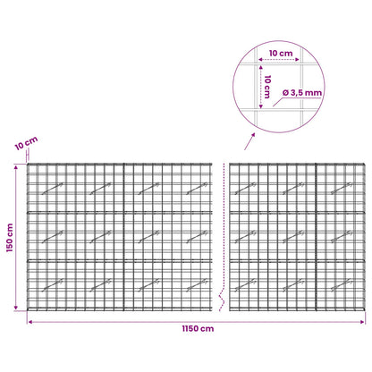 Gabion with 3.5 mm Wire and 10x10 cm Mesh 1150x10x150 cm
