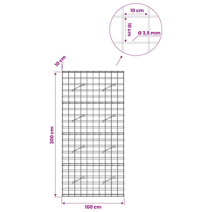 Gabion with 3.5 mm Wire and 10x10 cm Mesh 100x10x200 cm