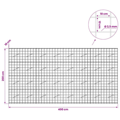 Gabion with 3.5 mm Wire and 10x10 cm Mesh 400x10x200 cm