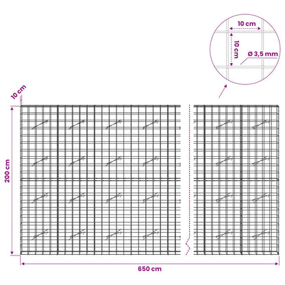 Gabion with 3.5 mm Wire and 10x10 cm Mesh 650x10x200 cm