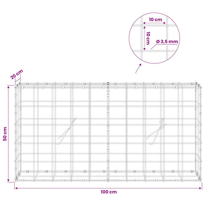 Gabion with 3.5 mm Wire and 10x10 cm Mesh 100x20x50 cm