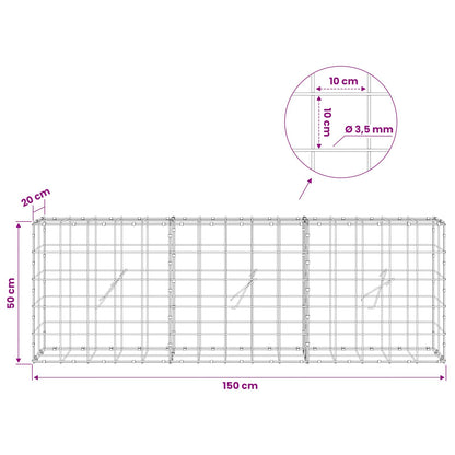 Gabion with 3.5 mm Wire and 10x10 cm Mesh 150x20x50 cm