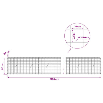 Gabion with 3.5 mm Wire and 10x10 cm Mesh 1100x20x50 cm