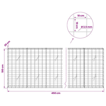 Gabion with 3.5 mm Wire and 10x10 cm Mesh 450x20x100 cm