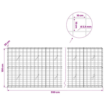 Gabion with 3.5 mm Wire and 10x10 cm Mesh 550x20x100 cm