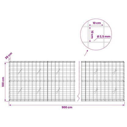 Gabion with 3.5 mm Wire and 10x10 cm Mesh 900x20x100 cm