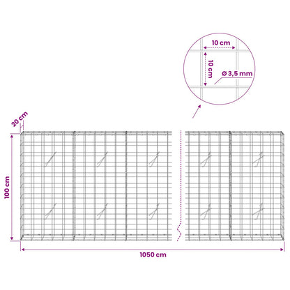 Gabion with 3.5 mm Wire and 10x10 cm Mesh 1050x20x100 cm