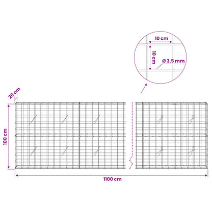 Gabion with 3.5 mm Wire and 10x10 cm Mesh 1100x20x100 cm