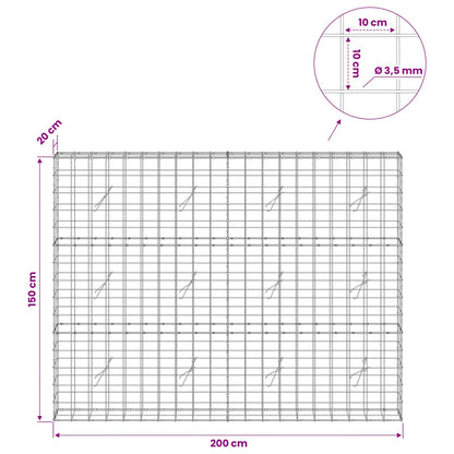 Gabion with 3.5 mm Wire and 10x10 cm Mesh 200x20x150 cm