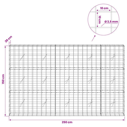Gabion with 3.5 mm Wire and 10x10 cm Mesh 250x20x150 cm