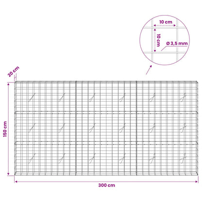 Gabion with 3.5 mm Wire and 10x10 cm Mesh 300x20x150 cm