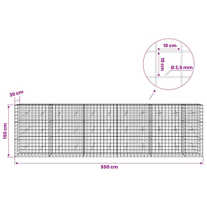 Gabion with 3.5 mm Wire and 10x10 cm Mesh 550x20x150 cm