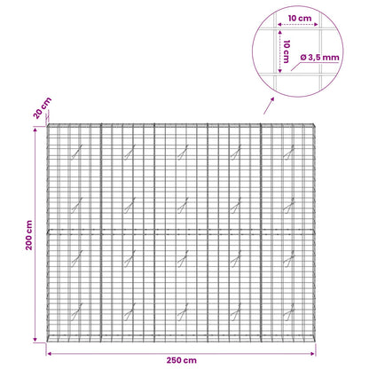 Gabion with 3.5 mm Wire and 10x10 cm Mesh 250x20x200 cm