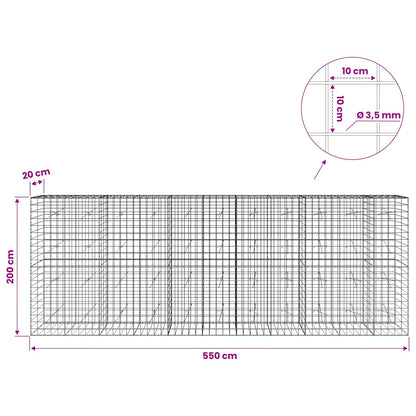 Gabion with 3.5 mm Wire and 10x10 cm Mesh 550x20x200 cm