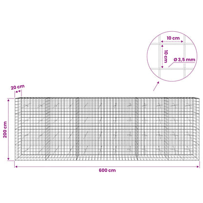 Gabion with 3.5 mm Wire and 10x10 cm Mesh 600x20x200 cm