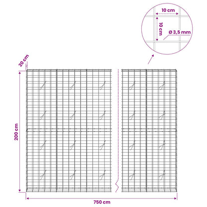 Gabion with 3.5 mm Wire and 10x10 cm Mesh 750x20x200 cm