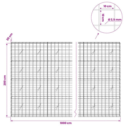 Gabion with 3.5 mm Wire and 10x10 cm Mesh 1000x20x200 cm