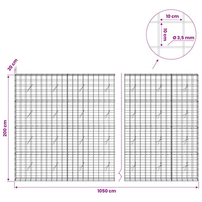 Gabion with 3.5 mm Wire and 10x10 cm Mesh 1050x20x200 cm