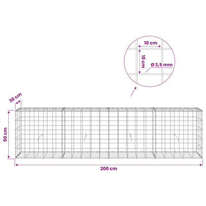 Gabion with 3.5 mm Wire and 10x10 cm Mesh 200x30x50 cm