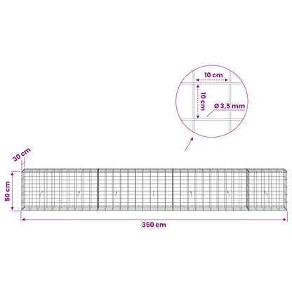 Gabion with 3.5 mm Wire and 10x10 cm Mesh 350x30x50 cm