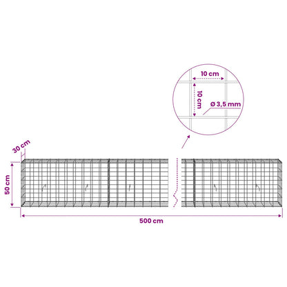 Gabion with 3.5 mm Wire and 10x10 cm Mesh 500x30x50 cm
