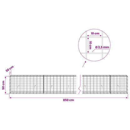 Gabion with 3.5 mm Wire and 10x10 cm Mesh 850x30x50 cm