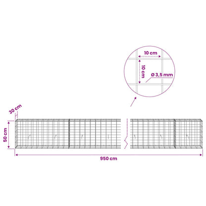 Gabion with 3.5 mm Wire and 10x10 cm Mesh 950x30x50 cm