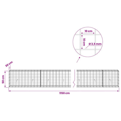 Gabion with 3.5 mm Wire and 10x10 cm Mesh 1150x30x50 cm