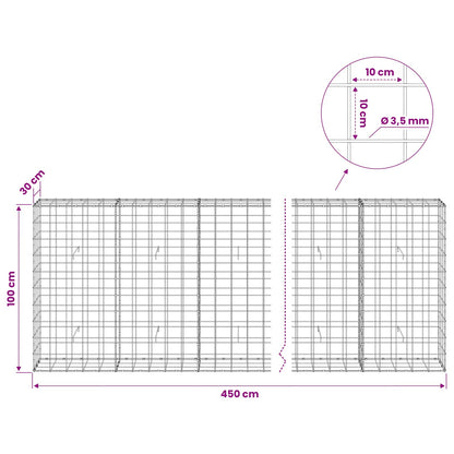 Gabion with 3.5 mm Wire and 10x10 cm Mesh 450x30x100 cm