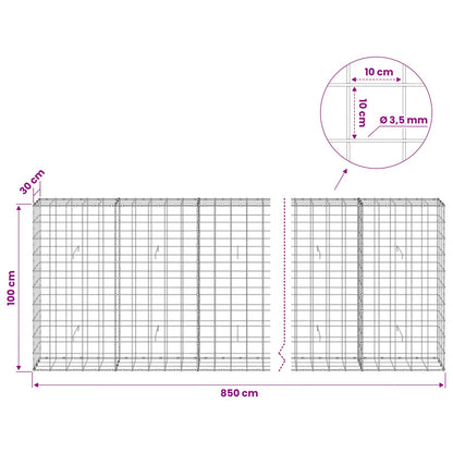 Gabion with 3.5 mm Wire and 10x10 cm Mesh 850x30x100 cm