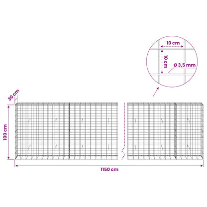 Gabion with 3.5 mm Wire and 10x10 cm Mesh 1150x30x100 cm