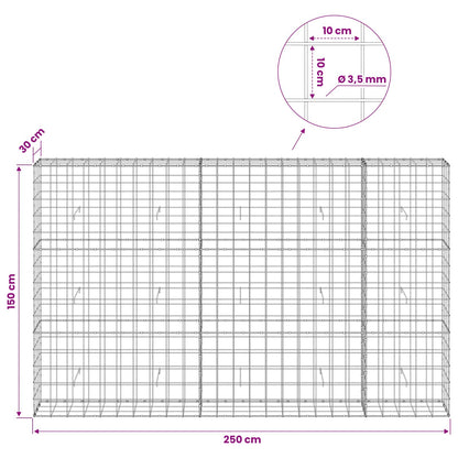 Gabion with 3.5 mm Wire and 10x10 cm Mesh 250x30x150 cm