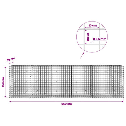 Gabion with 3.5 mm Wire and 10x10 cm Mesh 550x30x150 cm