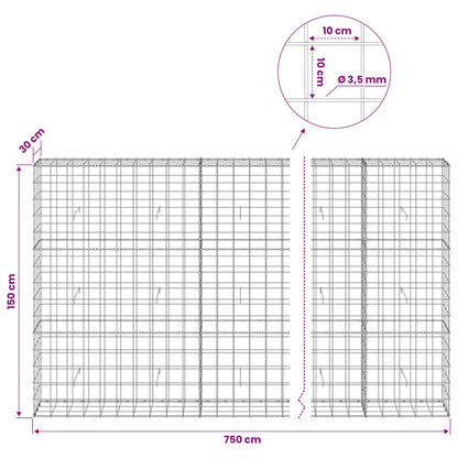 Gabion with 3.5 mm Wire and 10x10 cm Mesh 750x30x150 cm