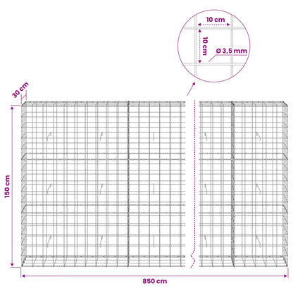 Gabion with 3.5 mm Wire and 10x10 cm Mesh 850x30x150 cm