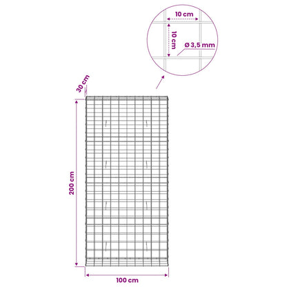 Gabion with 3.5 mm Wire and 10x10 cm Mesh 100x30x200 cm