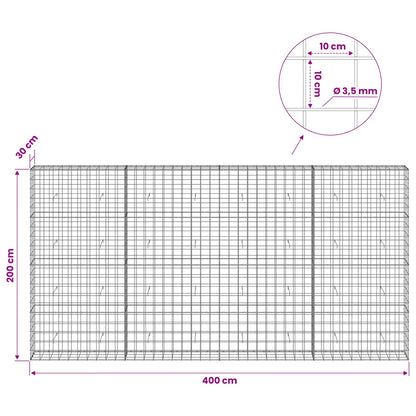 Gabion with 3.5 mm Wire and 10x10 cm Mesh 400x30x200 cm