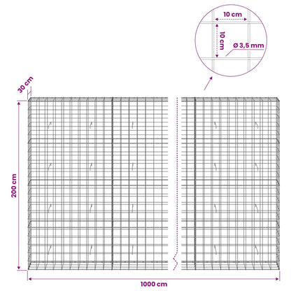 Gabion with 3.5 mm Wire and 10x10 cm Mesh 1000x30x200 cm