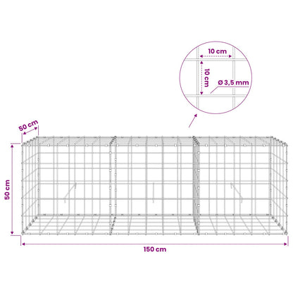 Gabion with 3.5 mm Wire and 10x10 cm Mesh 150x50x50 cm