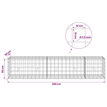 Gabion with 3.5 mm Wire and 10x10 cm Mesh 250x50x50 cm