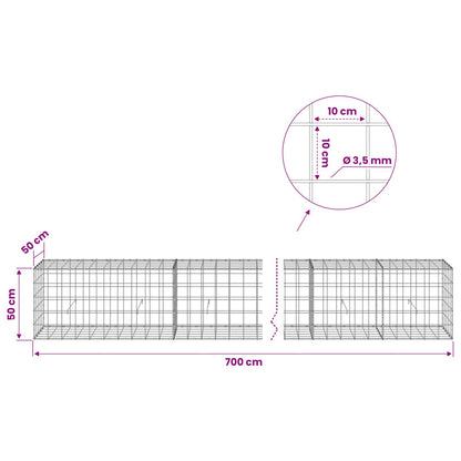 Gabion with 3.5 mm Wire and 10x10 cm Mesh 700x50x50 cm