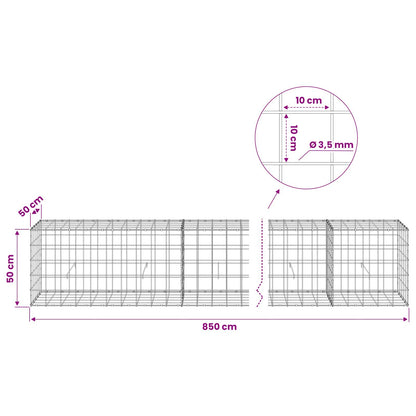 Gabion with 3.5 mm Wire and 10x10 cm Mesh 850x50x50 cm