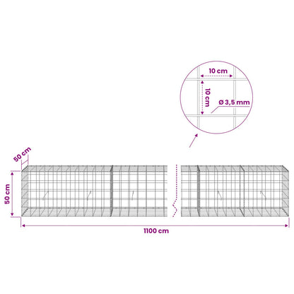Gabion with 3.5 mm Wire and 10x10 cm Mesh 1100x50x50 cm
