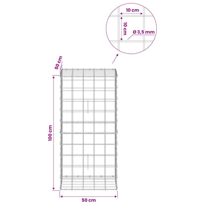 Gabion with 3.5 mm Wire and 10x10 cm Mesh 50x50x100 cm