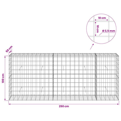 Gabion with 3.5 mm Wire and 10x10 cm Mesh 250x50x100 cm