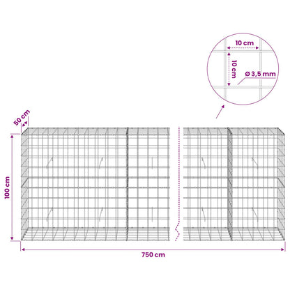 Gabion with 3.5 mm Wire and 10x10 cm Mesh 750x50x100 cm