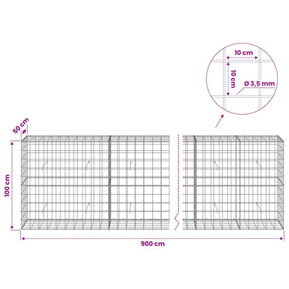 Gabion with 3.5 mm Wire and 10x10 cm Mesh 900x50x100 cm