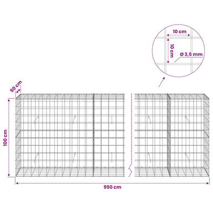Gabion with 3.5 mm Wire and 10x10 cm Mesh 950x50x100 cm