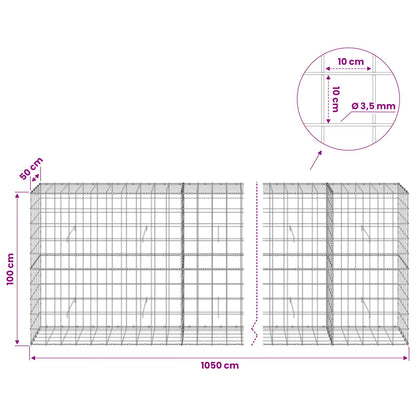 Gabion with 3.5 mm Wire and 10x10 cm Mesh 1050x50x100 cm